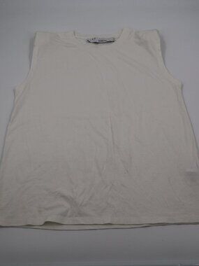 IRO Loud Muscle Tee Women Large White‎ Padded Shoulder Cotton Sleeveless Top